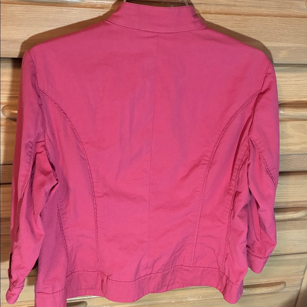 Coldwater Creek Women's 14 Fuchsia Cropped Jacket Blazer Pockets Career Pink - Picture 6 of 9
